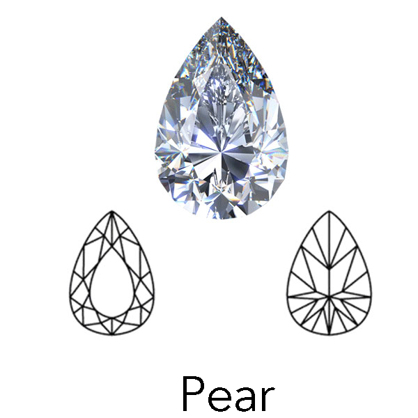 pear cut display of LONITÉ cremation diamonds from cremation ashes and hair